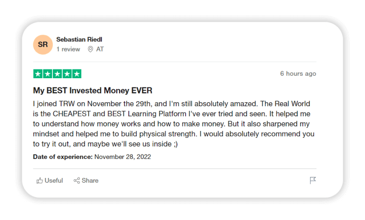 Experience The Real World Trustpilot review