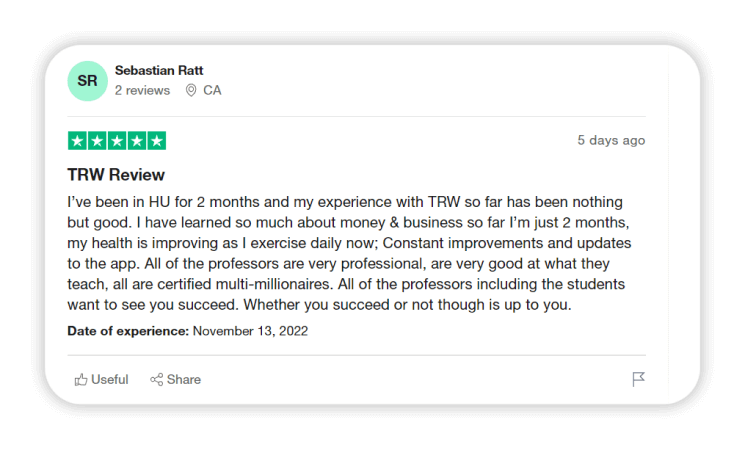 Experience The Real World Trustpilot review