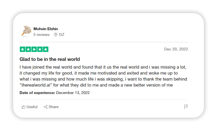 Experience The Real World Trustpilot review